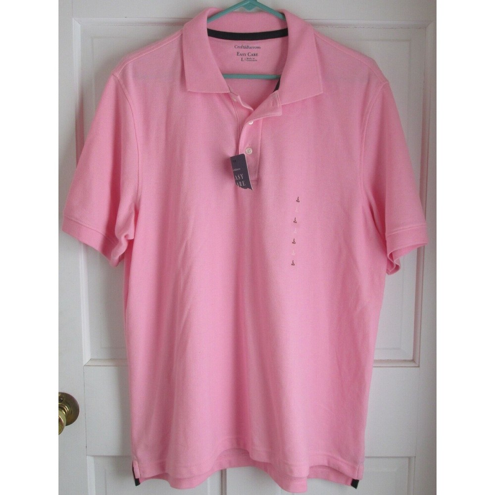 Croft & Barrow Men's Easy Care Pink Polo Short Sleeve Shirt Size L